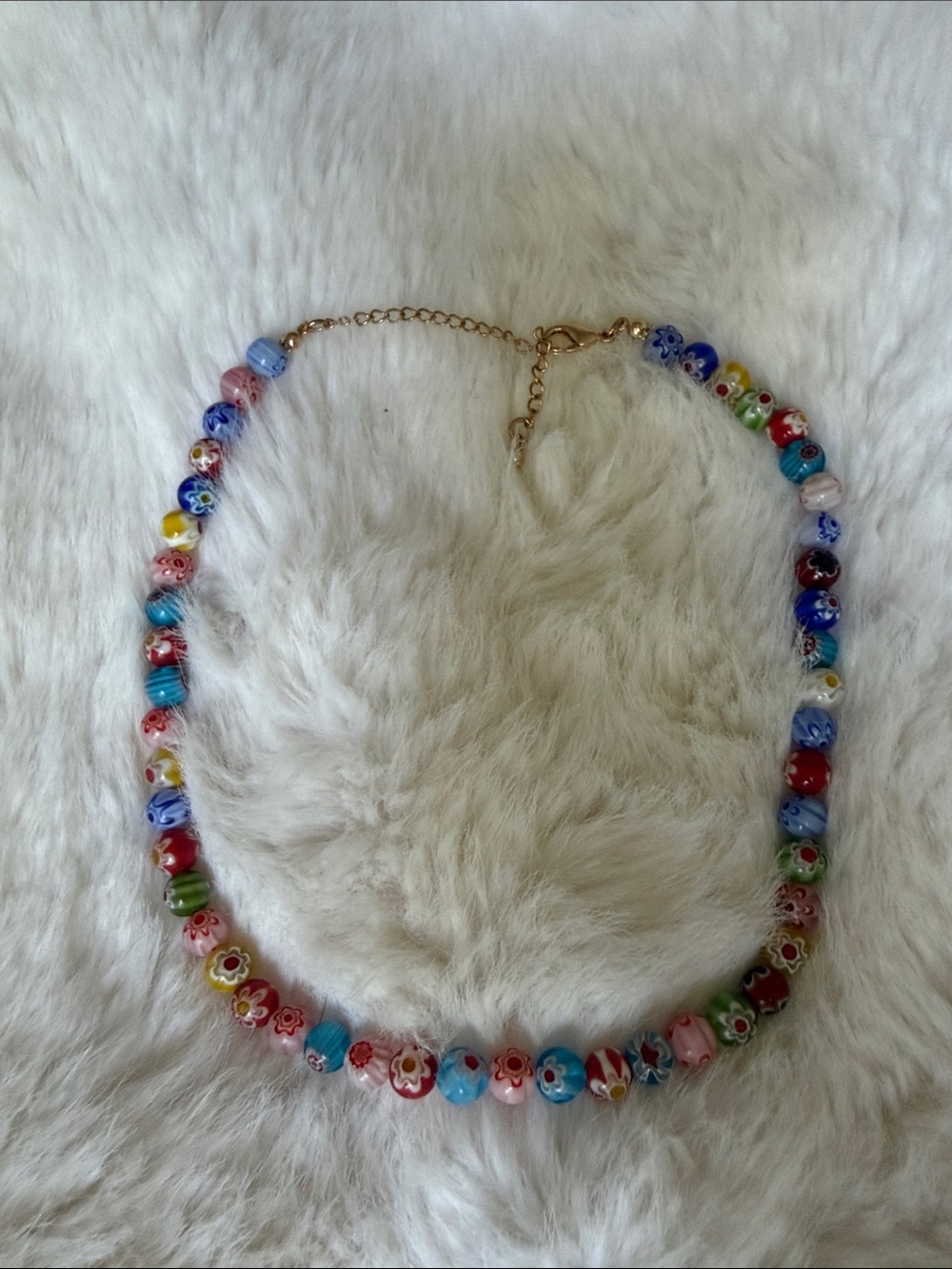Italian Multicolor Floral Glass Bead Necklace - Women Jewelry